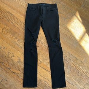 J Brand, black pencil leg ripped jeans, size 28